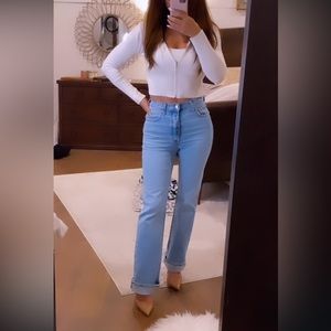 Levi’s Ribcage highrise, button fly, boot cut jean